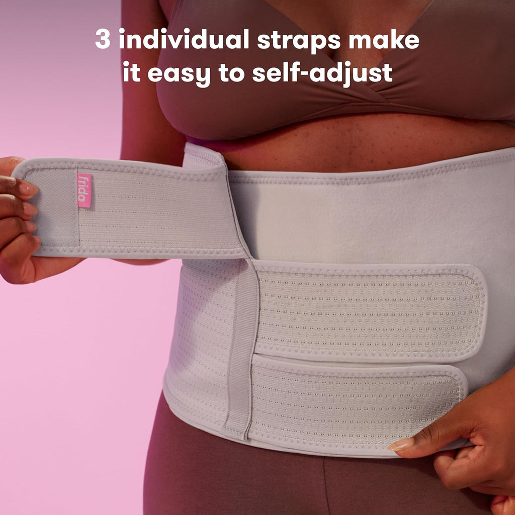 Frida Mom Belly Folder - Postpartum Recovery, Abdominal Support for Natural Birth and C-Section Recovery, Adjustable Compression Wrap 9" Tall
