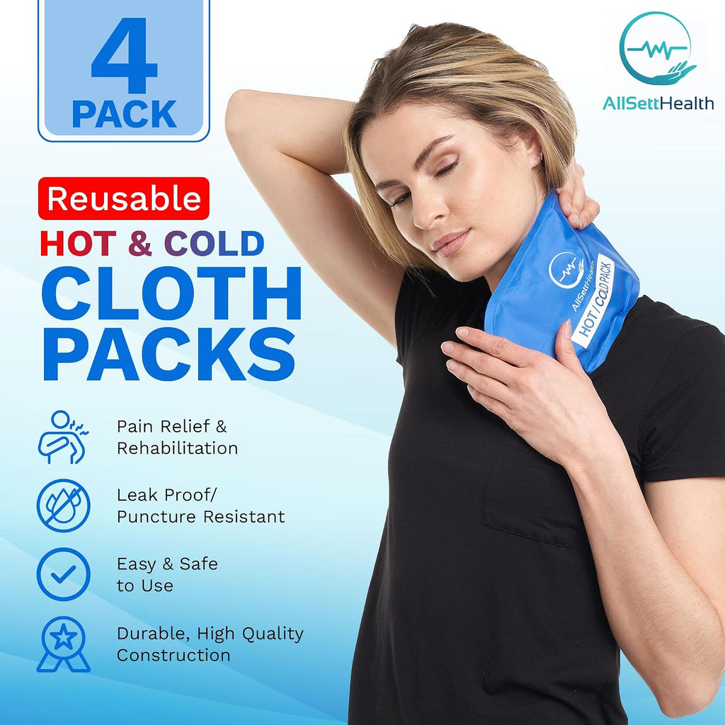 4 Pack Reusable Ice Packs for Injuries, Soft Gel Ice Packs for Sprains