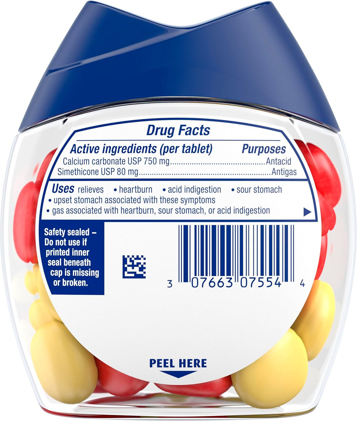 TUMS Chewy Bites Antacid Tablets, Lemon and Strawberry, 28 Count | Ultra Strength Formula, Neutralizes Acid Instantly for Indigestion and Upset Stomach, Multi-Symptom Relief, Gluten Free
