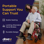 Lightweight Expedition Transport Wheelchair with Hand Brakes, Red | Transport Wheelchair Featuring Lightweight Expedition Frame with Hand Brakes for Safety Daily for Everyday Use