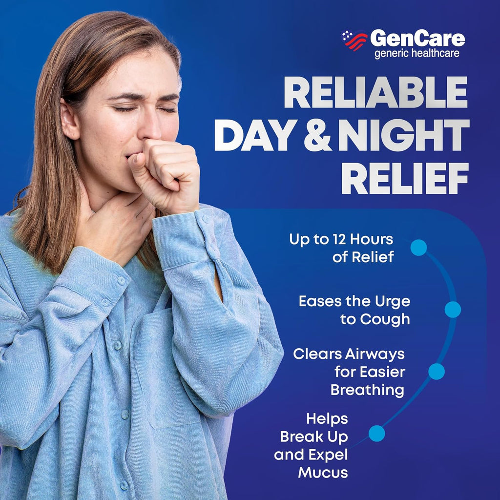 GenCare Mucus Relief Guaifenesin 600mg Extended-Release, 100 Ct | Compares to Mucinex; 12-hour expectorant relief for chest congestion & cough, thins and loosens mucus fast