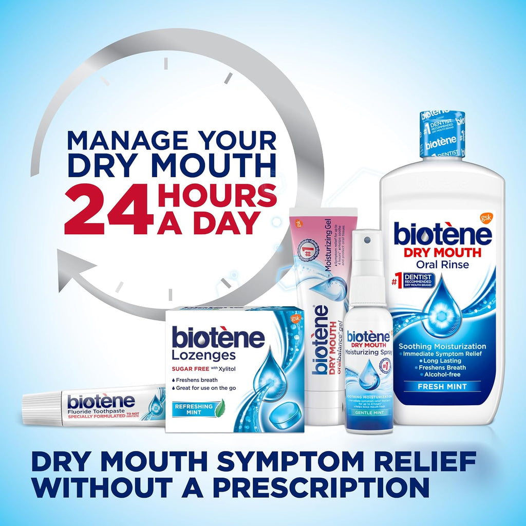 Biotene Fluoride Toothpaste for Dry Mouth Symptoms, Bad Breath Treatment and Cavity Prevention, Fresh Mint - 4.3 oz
