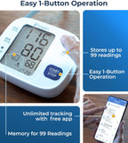 iProven Bluetooth Blood Pressure Monitor for Home Use with App Integration | For Upper Arm, Easy-to-Use One-Touch Operation, accurate BP Cuff with Large Display for Convenient Monitoring