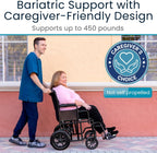 Vive Mobility Bariatric Transport Wheelchair for Adults - Supports 450lbs | Foldable, Heavy Duty Travel Wheel Chair - Portable, Transfer Aid with Swing Away Footrests & 22 Inch Wide Seat