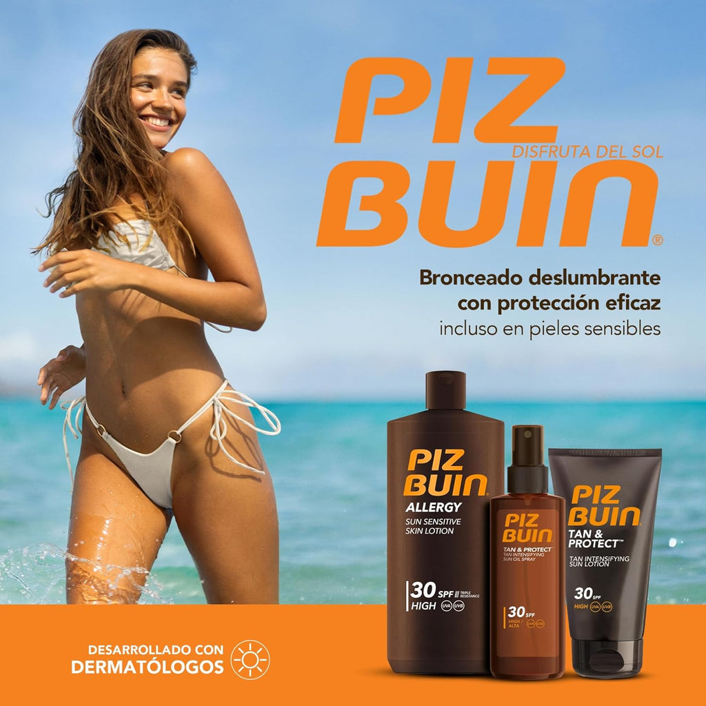 PIZ BUIN Allergy Sun Sensitive Skin Lotion SPF 50 (200ml), Body Sunscreen with FP50, Very High Sun Protection for Sensitive Skin, Body Lotion with UVA/UVB Filters