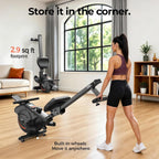 YOSUDA Rowing Machine for Home, Magnetic Rower Machine for Beginners to Athletes, Use with Resistance Adjustment Function, Bluetooth, App Supported, LCD Monitor, and Comfortable Seat Cushion