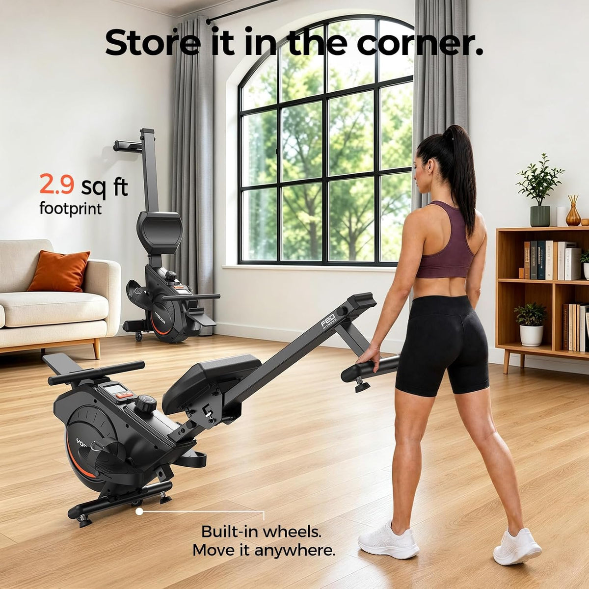 YOSUDA Rowing Machine for Home, Magnetic Rower Machine for Beginners to Athletes, Use with Resistance Adjustment Function, Bluetooth, App Supported, LCD Monitor, and Comfortable Seat Cushion