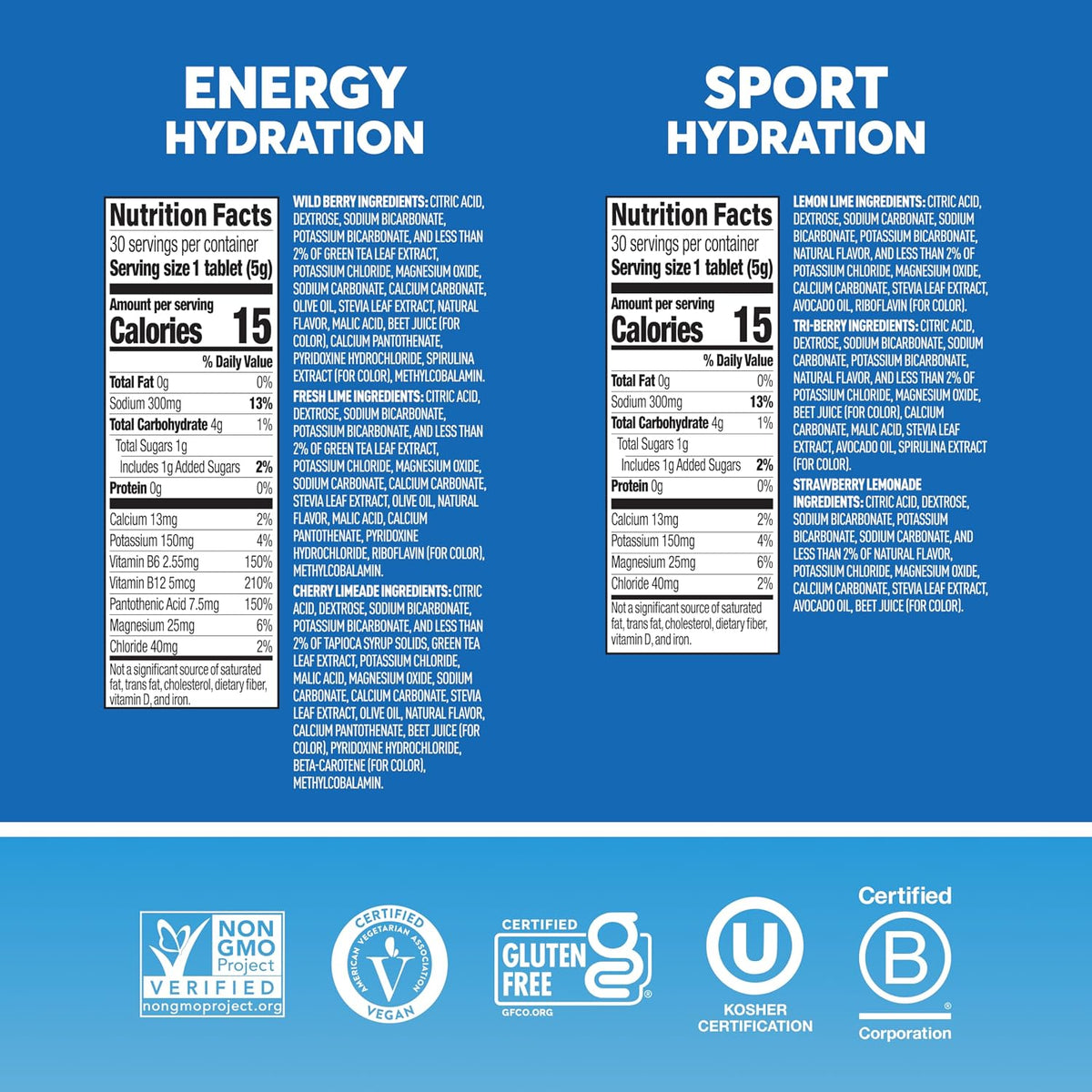 Nuun Energy Caffeine + B Vitamins Mixed Flavors, GF & Vegan, 6 Pack | 60 Servings with Caffeine from Green Tea Extract, Magnesium & 4 Other Electrolytes, Gluten Free, Vegan