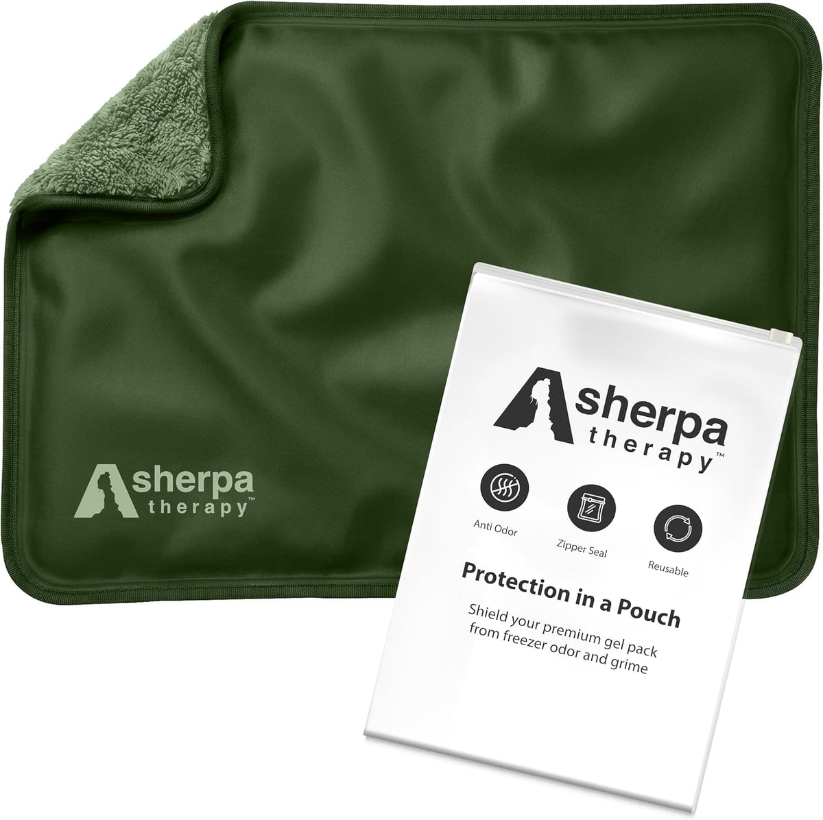 Flexible Hot and Cold Gel Pack, Large 11.5" x 14.5" | Reusable soft gel ice pack for injuries, recovery, dual-sided plush, medical grade for back, shoulder & muscle relief, green
