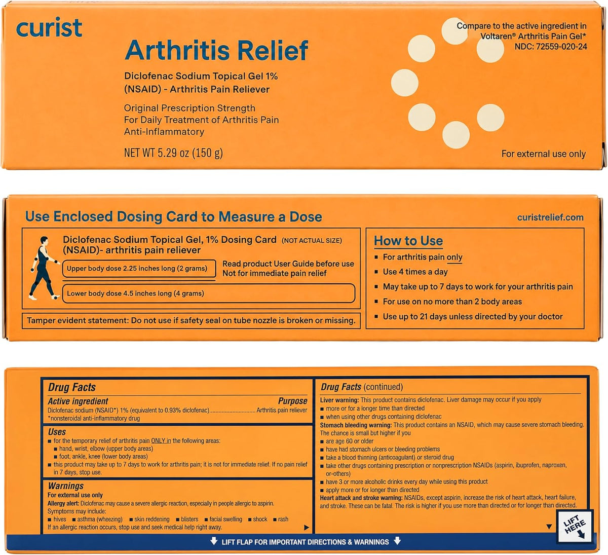Curist Diclofenac Sodium Topical Gel 1% 150g (5.29 oz) for Arthritis Pain