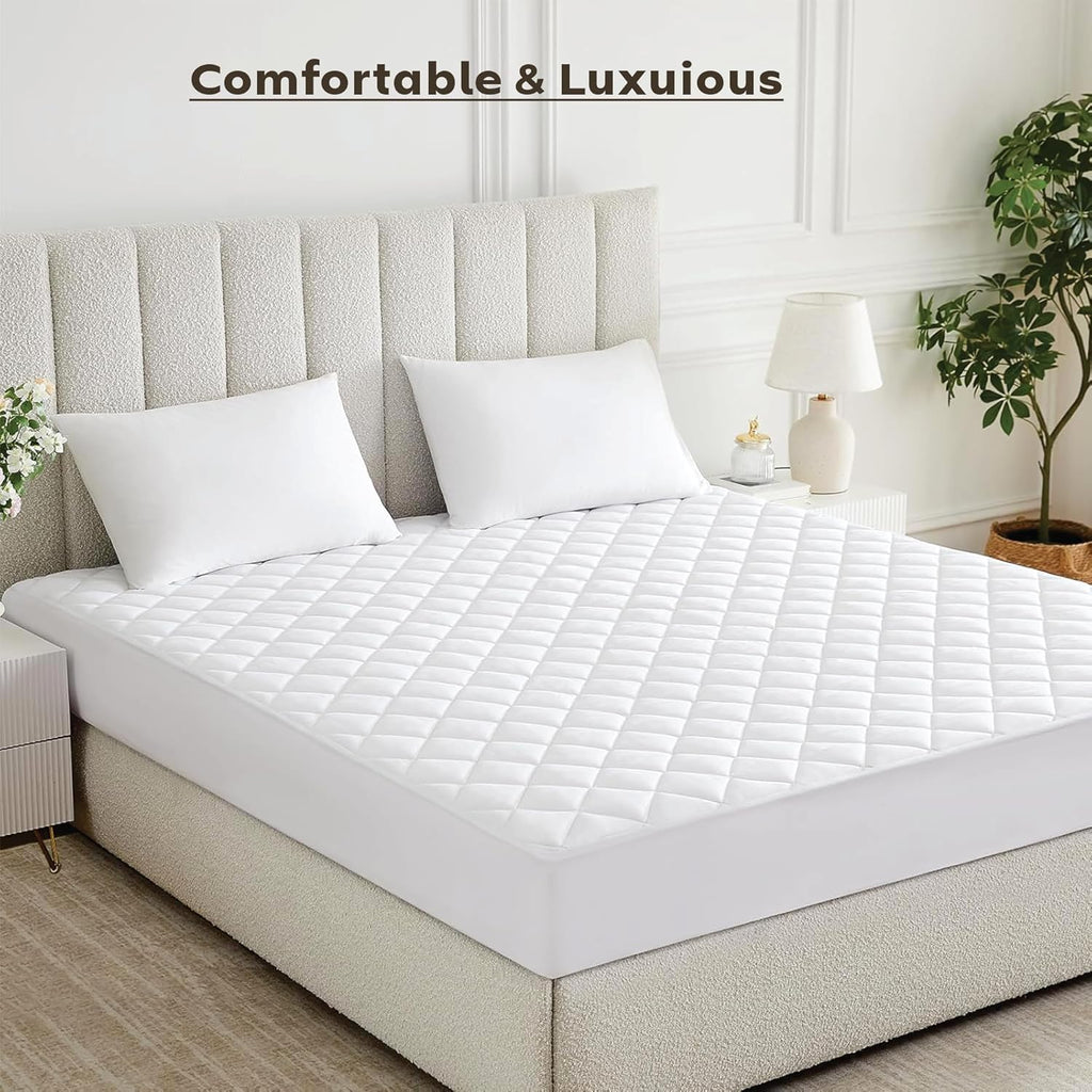 Ayka 100% Waterproof Cotton Quilted Mattress Protector King Size Breathable Hypoallergenic Noiseless Ultra Soft Fitted Bed Protector 78x72 inch Mattress/Bed Cover (King 78x72 inch | 6.5x6 ft, White)