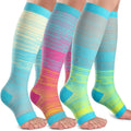 Open Toe Compression Socks for Women & Men | 3pairs,20-30mmHg Toeless Sock Knee High Support Stockings for Circulation Support Nurses Travel