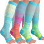 Open Toe Compression Socks for Women & Men | 3pairs,20-30mmHg Toeless Sock Knee High Support Stockings for Circulation Support Nurses Travel