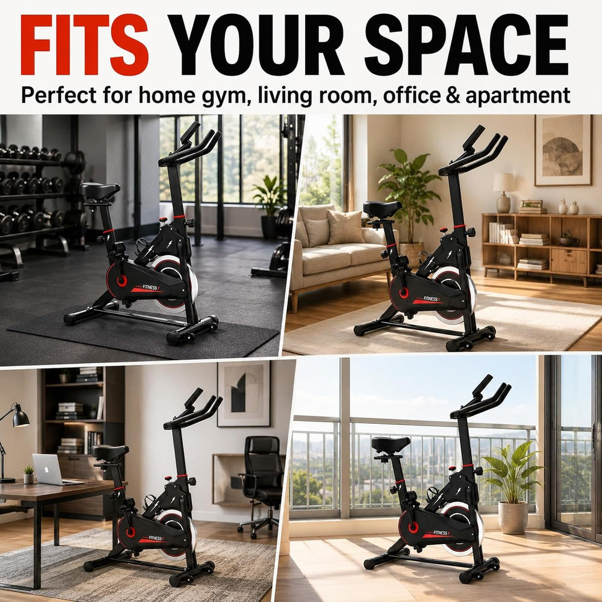 Exercise Bike with Monitor, Stationary Bikes for Home Gym Cardio, Adjustable Resistance, Indoor Cycling Bike, Comfortable Seat, 350 LBS Capacity