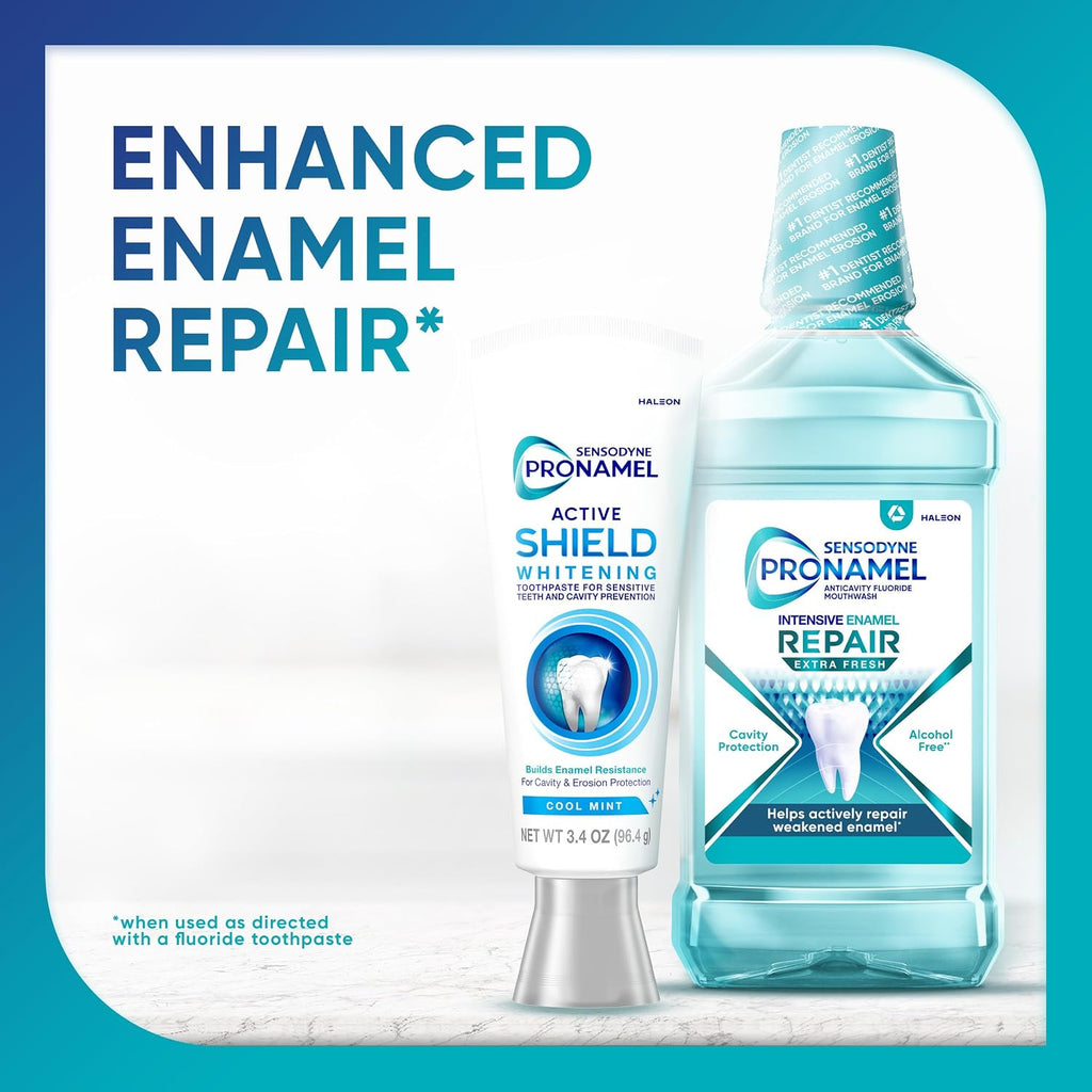 Sensodyne Pronamel Active Shield Whitening Enamel Toothpaste, 3.4 oz x 3 | Helps Defend Against Cavities and Erosion, Cool Mint, Medicare Advantage OTC (MAOTC) Eligible, SLS Free