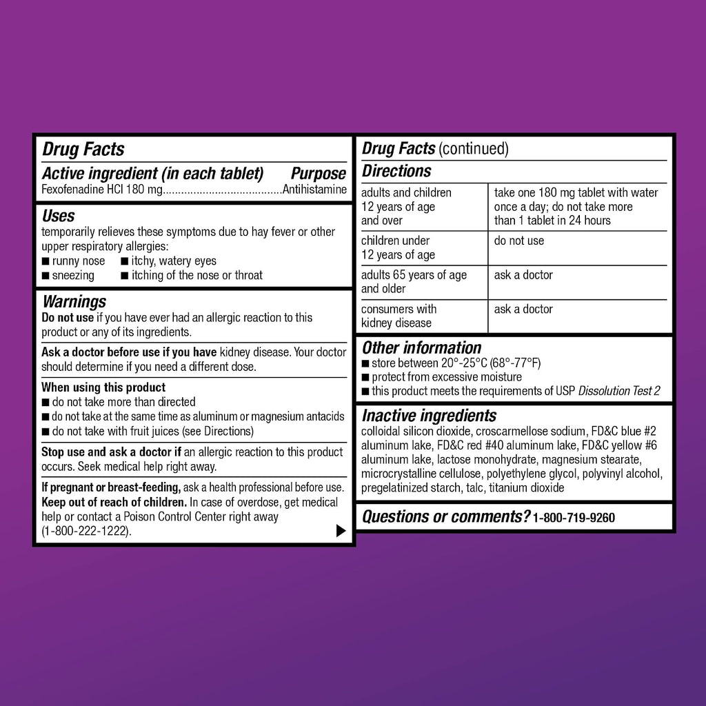Amazon Basic Care All Day Allergy Relief, Fexofenadine Hydrochloride Tablets, 180 mg, Antihistamine, Non-Drowsy, 24-Hour Relief for Sneezing, Itchy Eyes, Runny Nose, Hay Fever, 150 Count