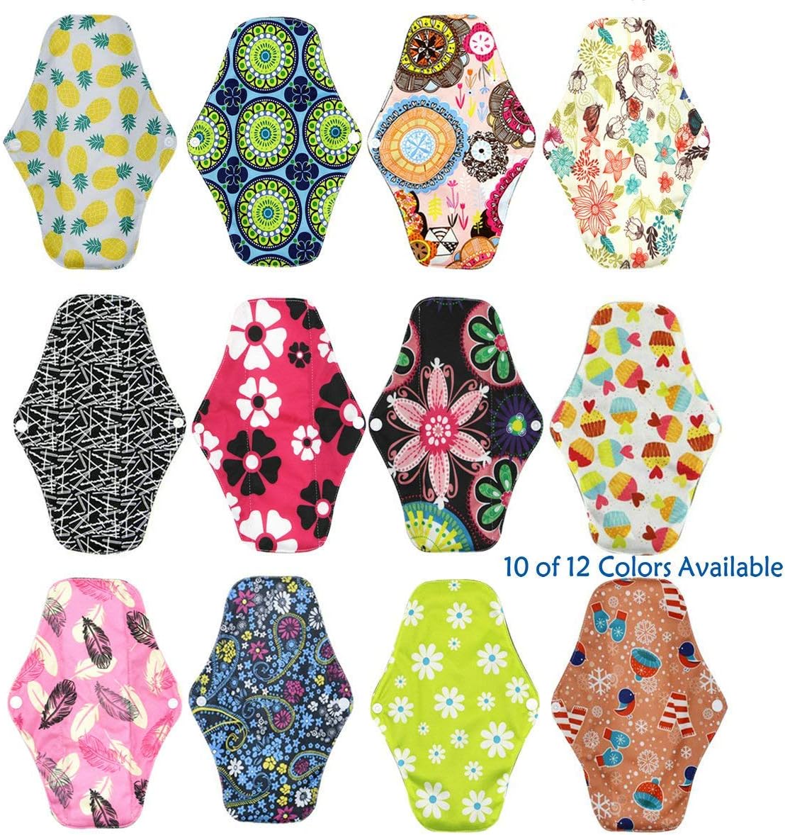 10 Pcs Reusable Sanitary Pads for Women Sanitary Pads for Day and Medium Flow, Washable Bamboo Cloth (26 x 18 cm)