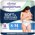 Always Discreet Postpartum and Adult Incontinence Underwear for Women, Size S/M, Maximum Protection, 16 CT