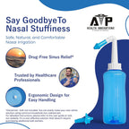 Neti Pot Sinus Rinse Bottle for Natural Sinus Relief - Nose Wash Cleaner Pressure Rinse for Adult & Kid - Nasal Irrigation System by Abraham The Pharmacist