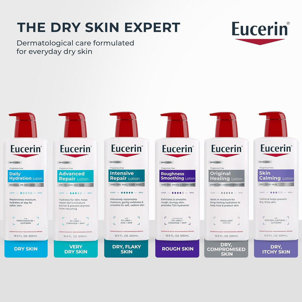 Eucerin Roughness Smoothing Lotion with Urea, 16.9 FL OZ | Urea Enriched Body Moisturizer for Rough, Bumpy, Dry Skin, 72 Hours of Hydration, Paraben and Fragrance Free