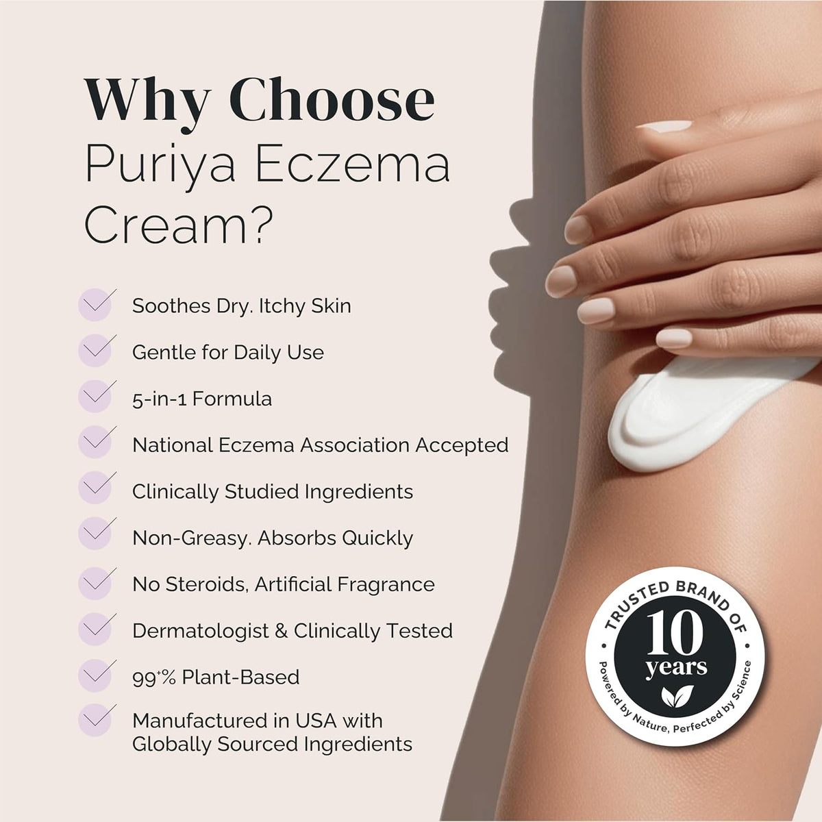Puriya 5-in-1 Eczema Cream for Kids, Adults, Babies, Colloidal Oatmeal 4 oz | Relieves Itch, Deep Hydration, Supports Skin Barrier, 25 Skin Hydrators, For Atopic Dermatitis, Face, Body, Clinically Tested
