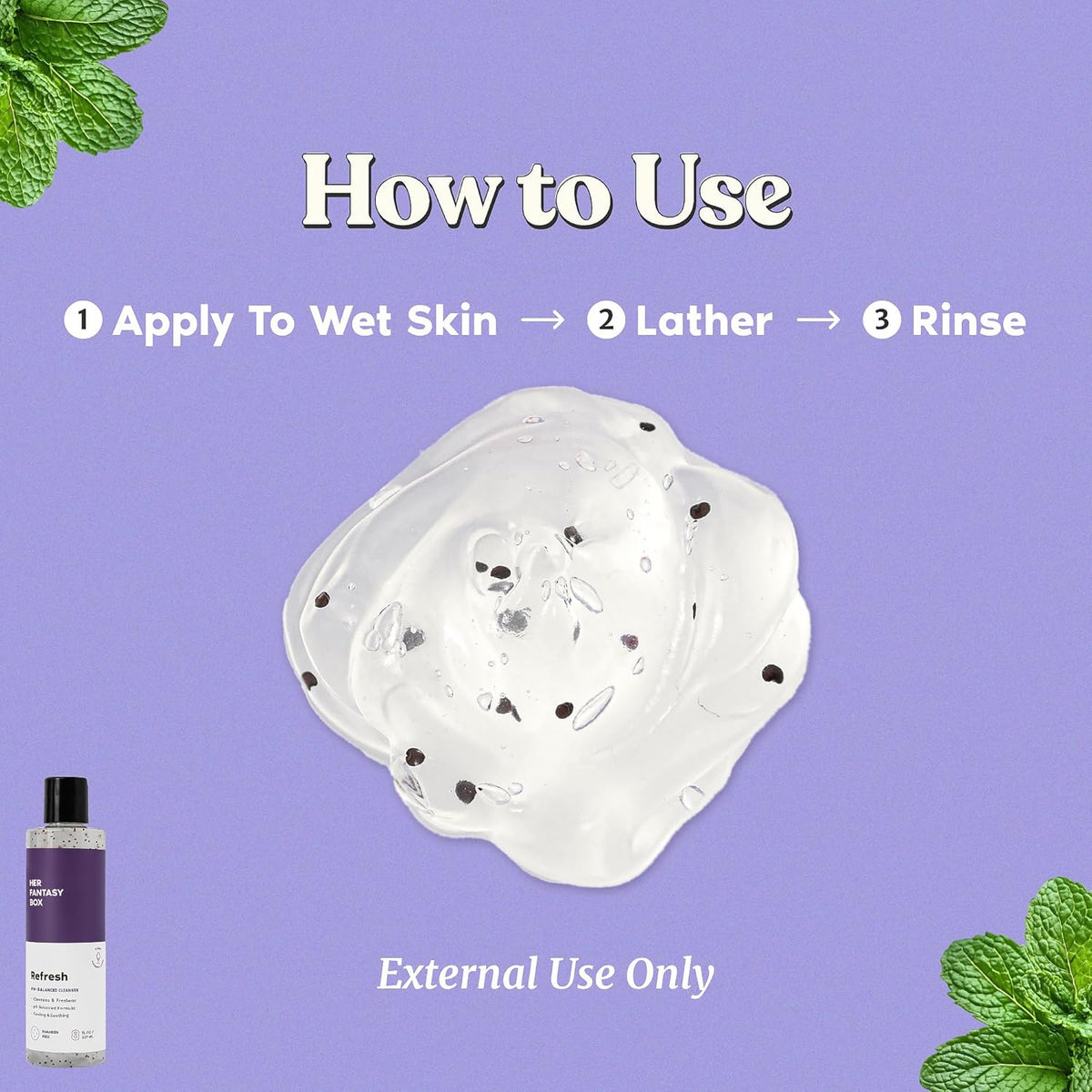 Her Fantasy Box | Refresh pH Balancing Shower Gel - Natural Feminine Hygiene Solution for Gentle Cleansing, Odor Control, and Skin Nourishment - pH-Balanced Formula for All Skin Types (8 oz)