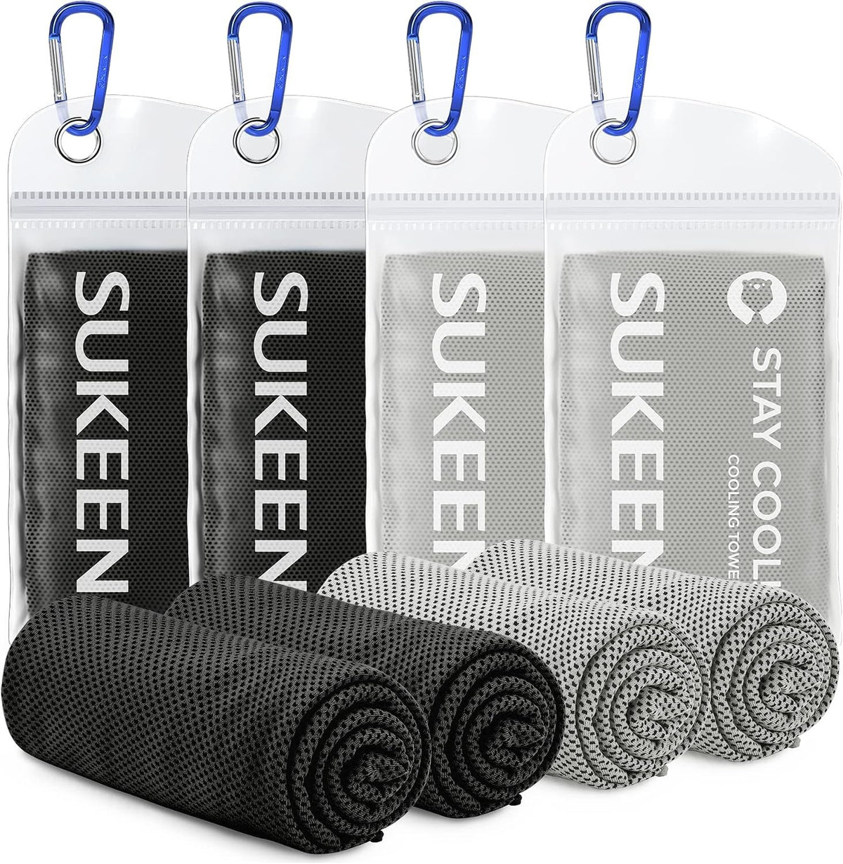 Sukeen 4 Pack Cooling Towels (40"x12") for Neck and Face Instant Cooling