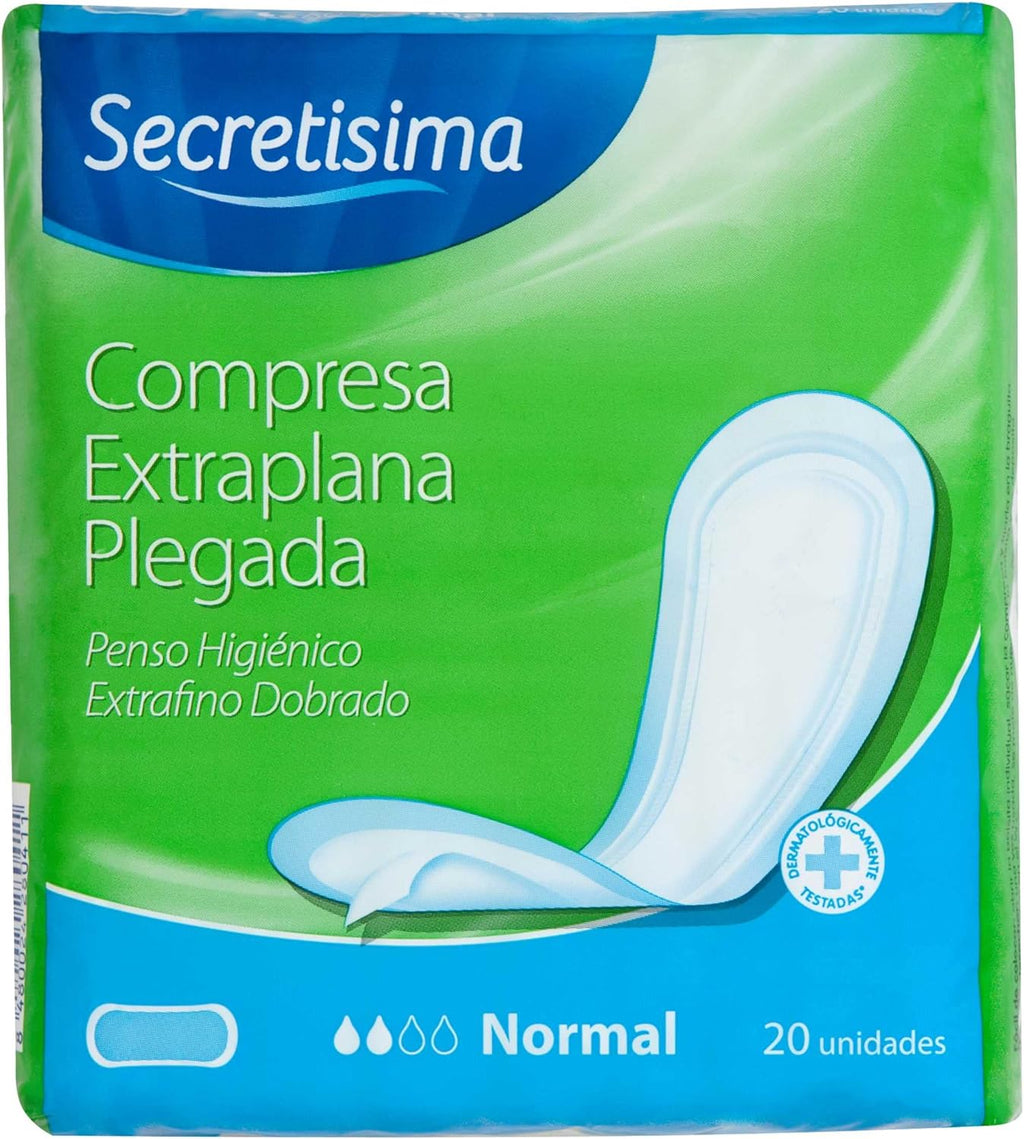 White Brand – Secretisima Anatomical Folded Normal Flow Compresses, Pack of 20