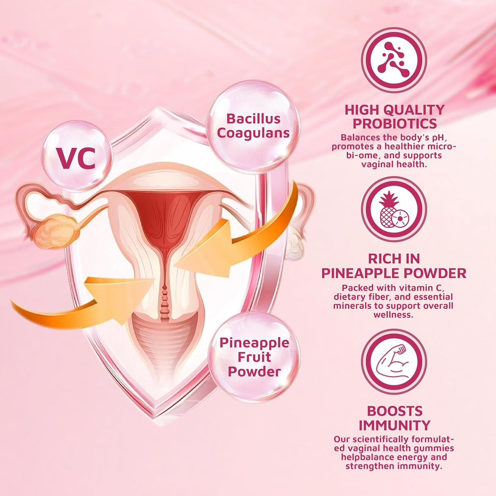 Women's Probiotic Gummies Premium Feminine Balance Gummies for Women – pH Balance Health Support with Probiotics Hawaiian Pineapple Flavor-Vegan & Sugar-Free, 60 Gummies 30 Servings