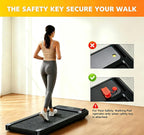Walking Pad Under Desk Treadmill, Portable Compact Electric Walking Treadmill, Quiet Fitness Machine with Remote Control & LED Display for Home Office