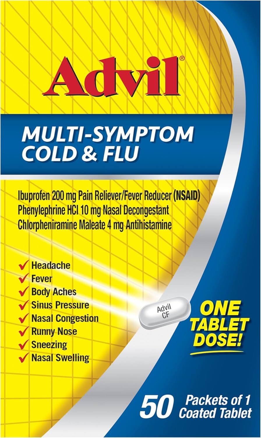 Advil Cold & Flu, Ibuprofen 200mg, Pain Relief, 50 Tablets