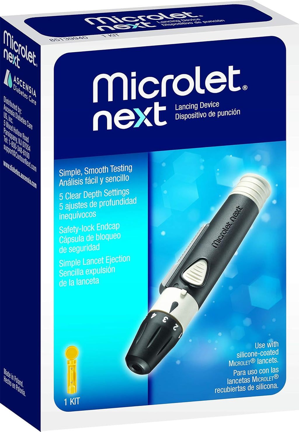 Ascensia MICROLET NEXT Adjustable 5 Depths Lancing Device for Diabetes