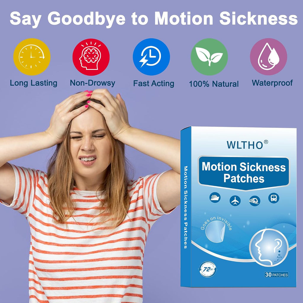 30ct Clear Motion Sickness Patches Non Drowsy, Travel Essentials | Waterproof Sea Sickness Patches Behind Ear for Cruise, Car, Airplane, Invisible Clear Color, Fast Acting & Long Last 72H