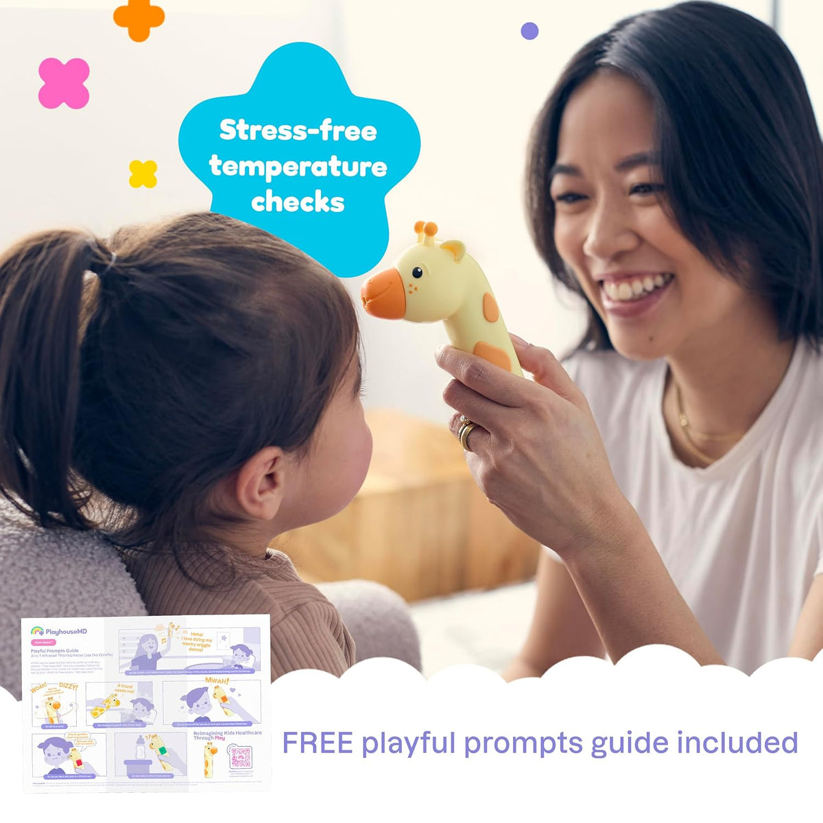 Baby Thermometer for Kids, Fever Buddy Giraffe | Digital Infrared No-Touch Forehead & Ear Thermometer, 3-in-1 Contactless Thermometer with Fever Indicator