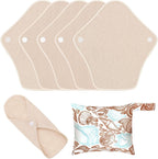 MQUPIN Reusable Sanitary Towels, 5pcs Washable Cloth Pads Sanitary Towel Organic Cotton, Sanitary Pads Cotton Period Pads Pantiprotectores Design Anti-Leak Women