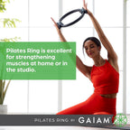 Gaiam Pilates Ring Fitness Circle, Toning Arms, Legs & Core | 15" Magic Circle | Foam Padded Handles | Lightweight & Flexible | Home & Studio | Includes Exercise Guide