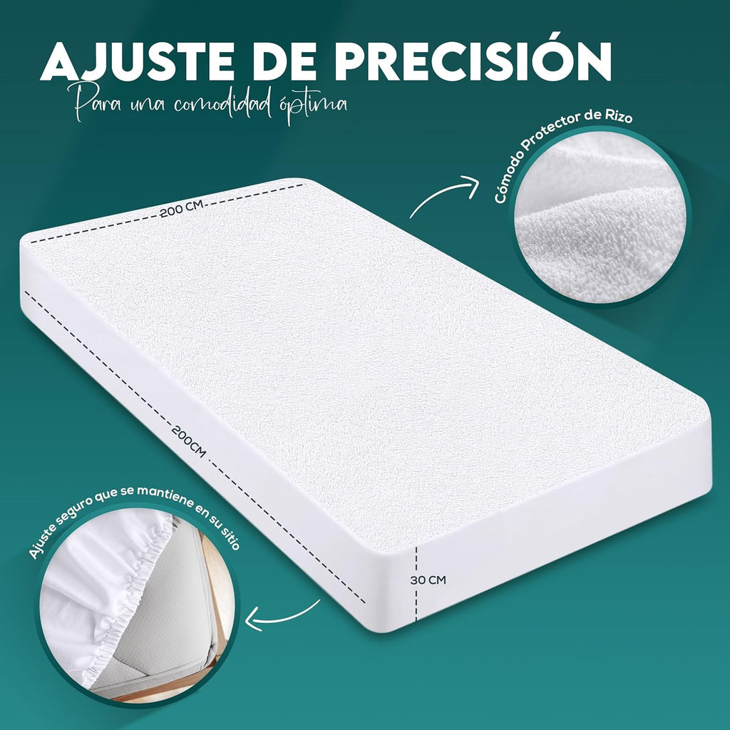 Utopia Bedding Waterproof Mattress Protector 200 x 200 x 30 cm, Oeko-Tex Certified Mattress Cover, Breathable Mattress Cover, Elastic All Around