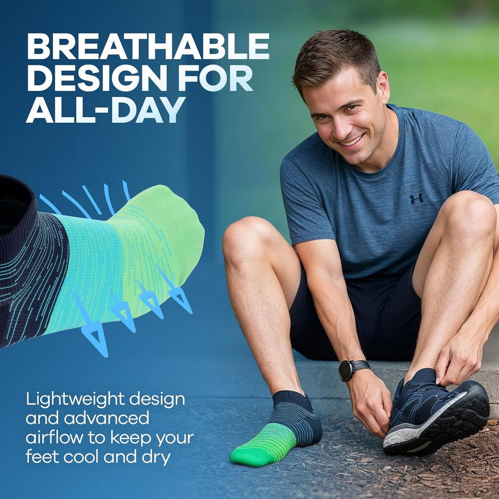 Ankle Compression Socks for Men and Women, 6 Pairs Low Cut Running Athletic Socks for Flying Travel Nurses Pregnancy
