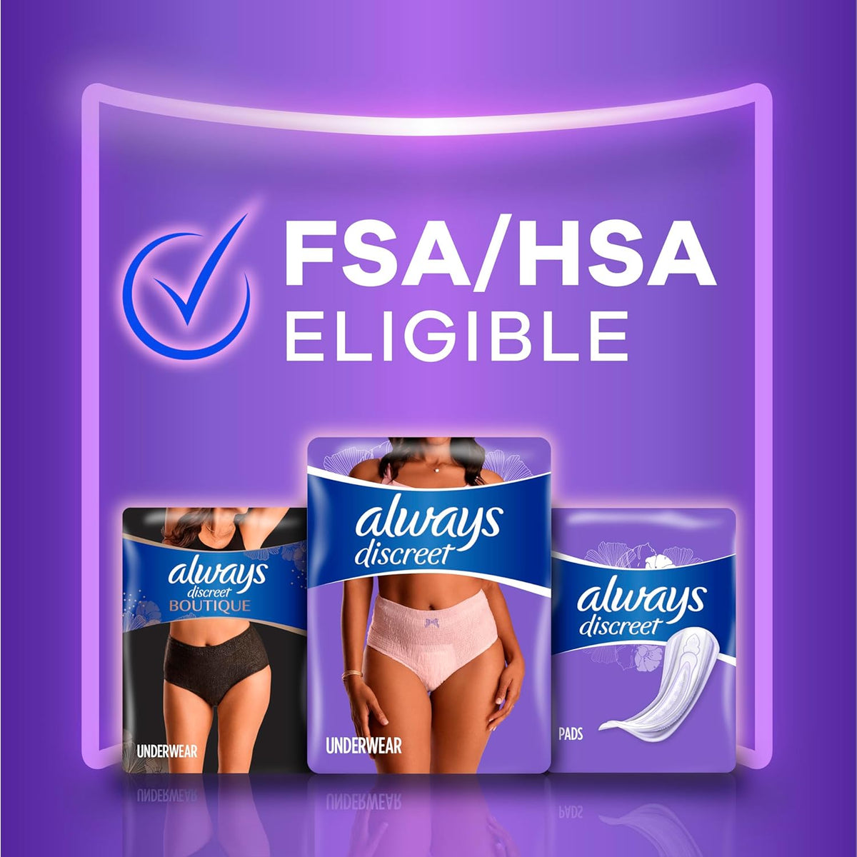 Always Discreet Adult Diapers for Women, Incontinence Underwear, Postpartum Essentials, Disposable Briefs, Max Absorbency, Bladder Leak Protection, Small/Medium, 32ct