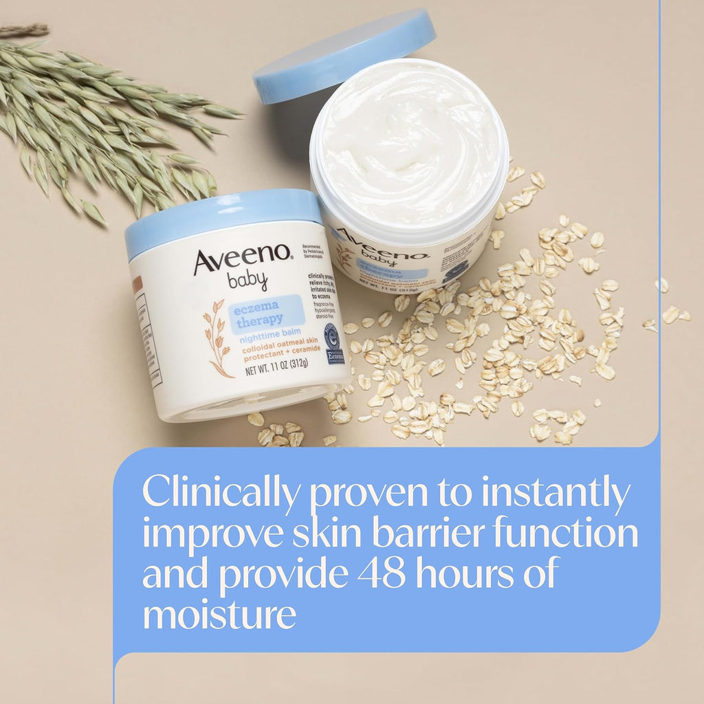 Aveeno Baby Eczema Therapy Nighttime Body Balm, Hypoallergenic, 11 oz | Made with Colloidal Oat & Ceramides, Soothes Dry, Itchy Skin Due to Eczema, HSA/FSA Eligible, No Added Fragrances or Steroids