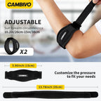 CAMBIVO 2 Pack Tennis Elbow Brace Strap for Tendonitis, Black | EVA Compression Pad, Adjustable Strap with Premium Velcro, for Men and Women, Golfer's Elbow, Counterforce Brace, Breathable