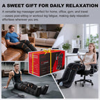 Leg Compression Massager for Circulation and Pain Relief, Compression Boots with Heated Knee, 6 Modes 12 Intensities 3 Timers, Foot Calf Thigh Recovery Machine, Gifts for Man Woman, Black