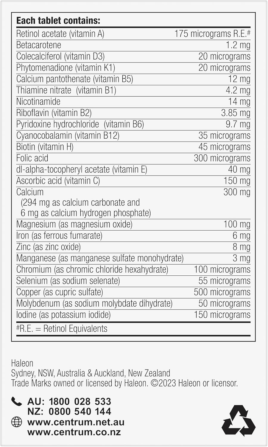 Centrum Women 50+, Multi Vitamin & Minerals Supplement, 60 Tablets | Supports Immunity, Cognition, Bone Health + Post Menopausal Health
