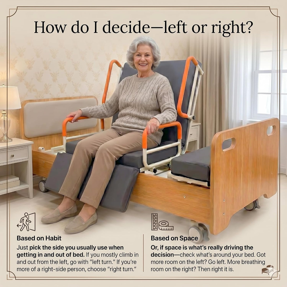 Electric Rotating Hospital Medical Beds for Senior Disabled Home Care Use | 750lbs, 90° Rotated Nursing Beds for Home Care with Adjustable Lateral Tilt & Backrest Leg Height