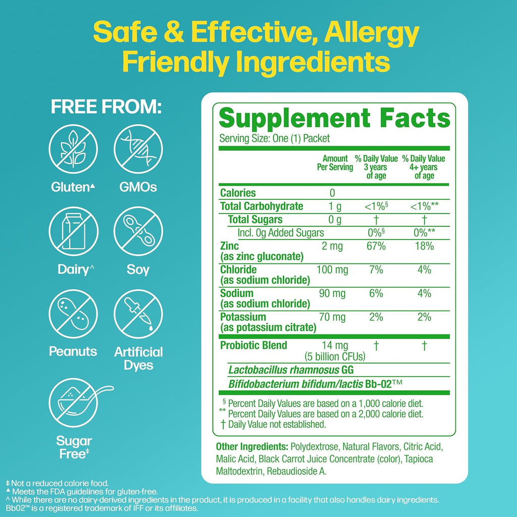 Culturelle Kids Probiotics + Electrolytes, Strawberry Lemonade, 30 Packets