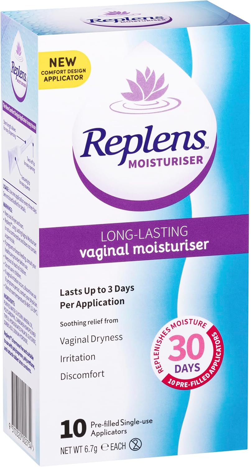 Replens Long Lasting Vaginal Moisturiser, 10 Pre-Filled Applicators, Up to 30 Day Supply - Soothing Relief from Dryness, Provides Additional Moisture and Comfort