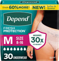 Depend Fresh Protection Adult Diapers for Women, Medium, 30 Count