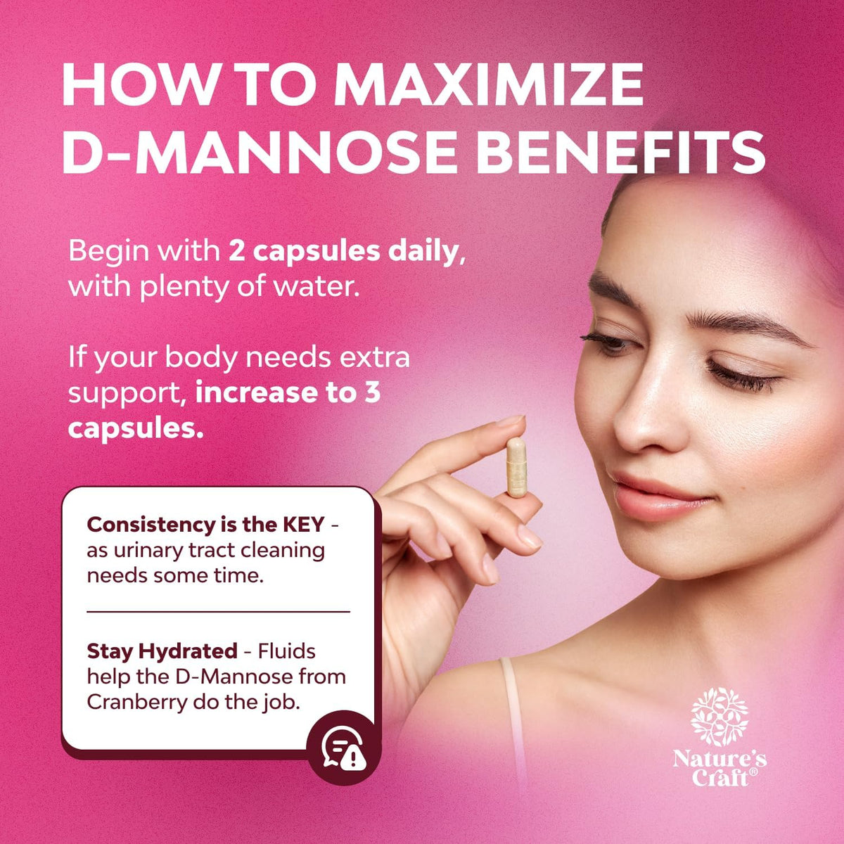 D Mannose with Cranberry Extract Capsules - D Mannose Capsules for Kidney Cleanse Liver Support and Urinary Tract Health for Women - D-Mannose 1000mg Capsules with Hibiscus and Dandelion 60 Count