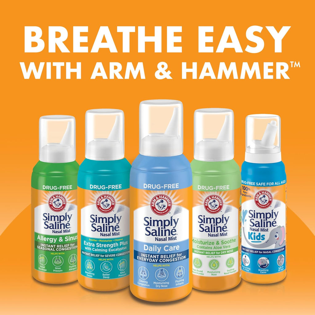 ARM & Hammer Simply Saline Extra Strength Plus Calming Eucalyptus, 4.6 oz | Nasal Mist, Severe Congestion, Saline Nasal Spray