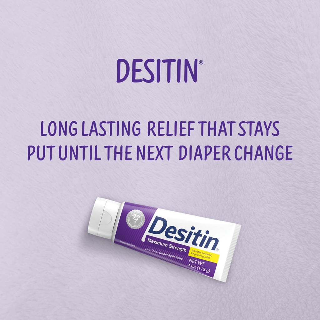 Desitin Maximum Strength Baby Diaper Rash Cream With 40% Zinc Oxide for Diaper Rash Relief & Prevention, 4.8 Ounce